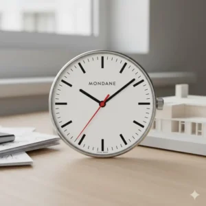 3: The iconic minimalist dial of a Mondaine watch, a unique design choice among the most underrated swiss watch brands.