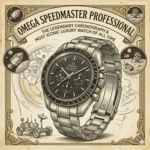 The Omega Speedmaster Professional Moonwatch, legendary in the list of most iconic luxury watches of all time.