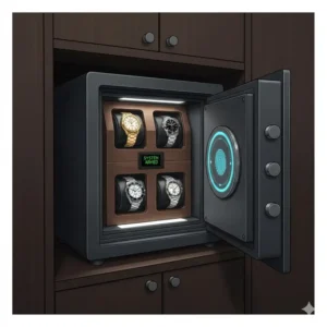 A secure biometric safe model integration for the best watch winders for luxury watches.