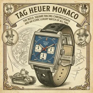 The square-shaped Tag Heuer Monaco racing chronograph, featuring in the most iconic luxury watches of all time.