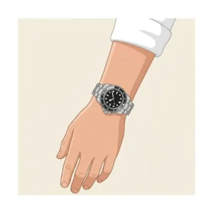 A close-up graphic showing a classic dive watch, considered among the best watches for summer fashion.