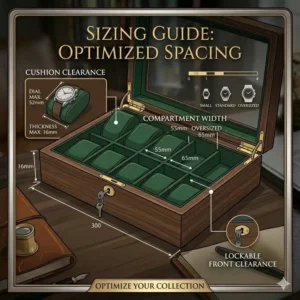 A detailed sizing guide for oversized timepieces fitting into the best watch display boxes for collectors.