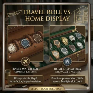 A side-by-side comparison of travel rolls and the best watch display boxes for collectors at home.