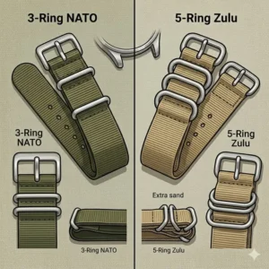 Technical comparison between Zulu and the best nato straps for field watches for tactical use.