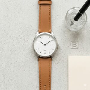 A Bauhaus-inspired functional watch on a stone surface, ideal for those seeking the best watches for minimalist fashion style.