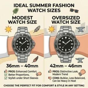 Minh họa 7: A sizing guide to help you choose the best watches for summer fashion based on wrist proportions.