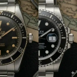 The introduction of the date complication and Cyclops lens in the history of rolex submariner design.