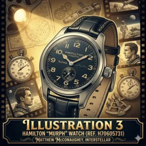 The custom Hamilton Murph watch held by characters in the movie Interstellar, representing emotional plot points and famous watches worn by movie characters.