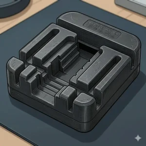 A durable plastic holder block used alongside the best tools for resizing watch bracelets to ensure stability.