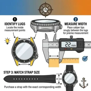 A guide on how to measure lug width for the best rubber straps for dive watches.