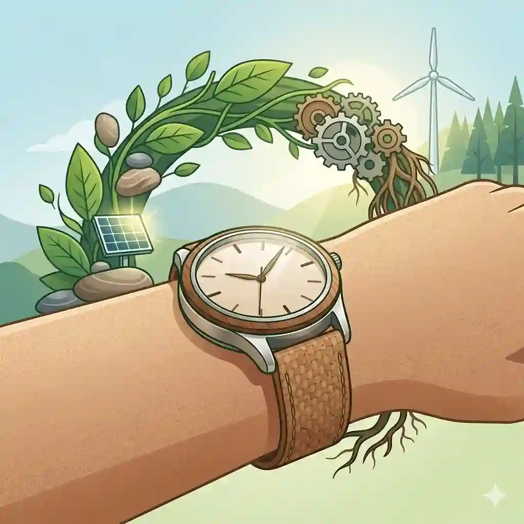 A high-end, inspiring featured image representing top sustainable and eco-friendly watch brands.