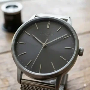 A modern illustration of a sleek watch dial with a unique color, showcasing a trend within the rise of microbrand watches in the USA.