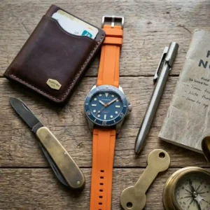 A minimalist illustrative collage of different independent watch designs, celebrating the diversity and design excellence in the rise of microbrand watches in the USA.