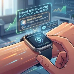 An infographic displaying sleep cycle charts and personalized recovery tips, illustrating how AI is changing smartwatch technology through advanced sleep analysis.